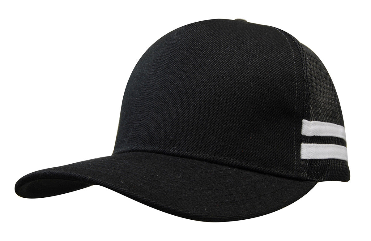 American Premium Twill/Mesh Deep Fit Trucker with Stripes - view 3