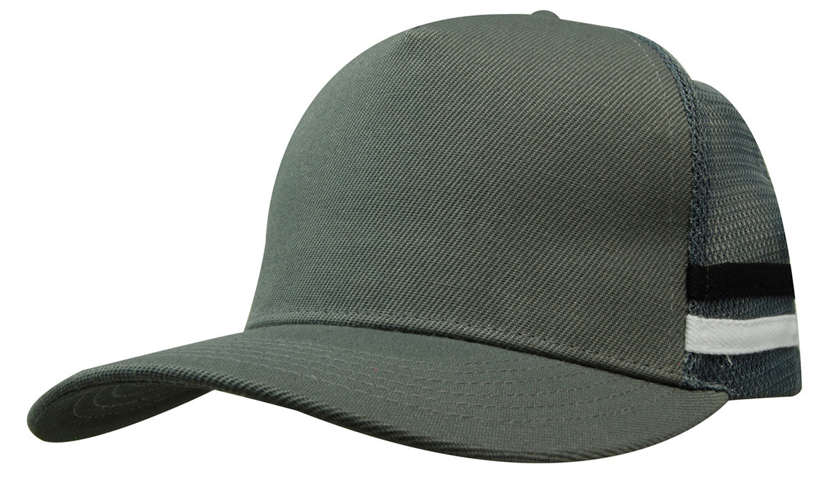 American Premium Twill/Mesh Deep Fit Trucker with Stripes - view 6
