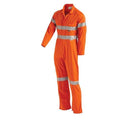 Hi Vis Lightweight Cotton Drill Taped Coverall With Nylon Studs Orange