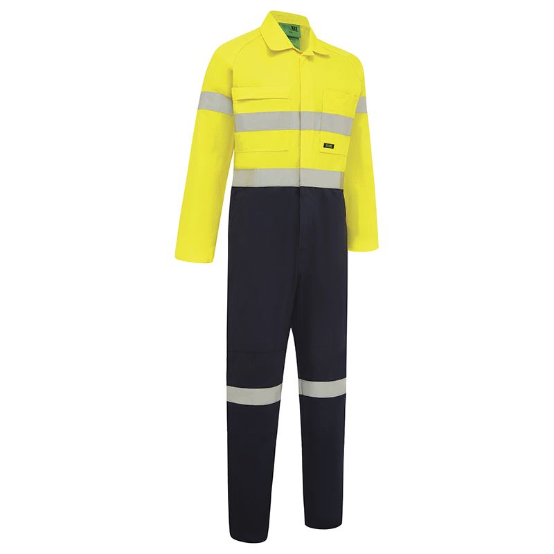 Hi Vis 2-Tone Regular Weight Taped Coveralls Yellow/Navy