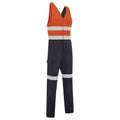 Hi Vis 2-Tone Regular Weight Action Back Coverall With Reflective Tape Orange/Navy