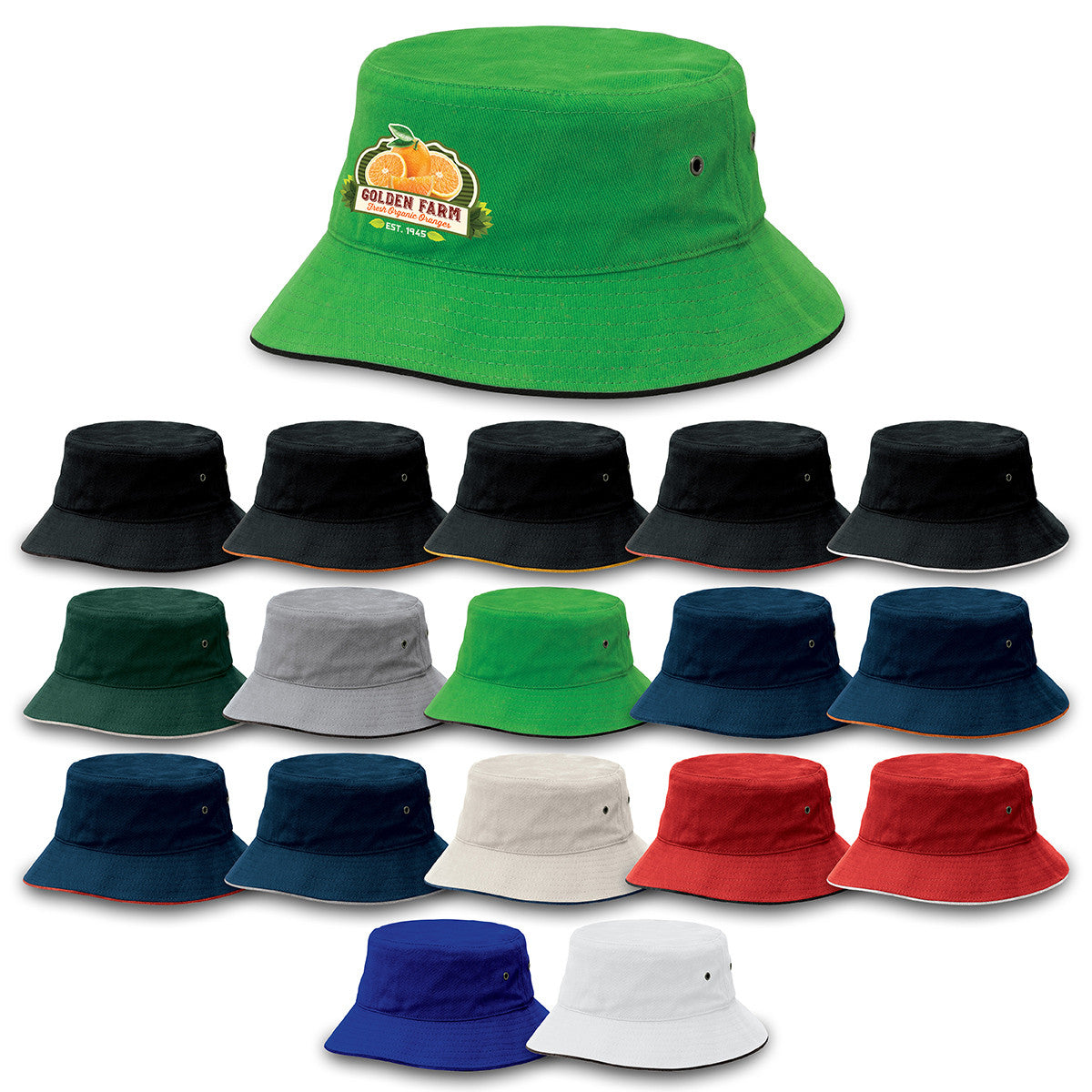 Sandwich Brim Bucket Hat - Black / Black