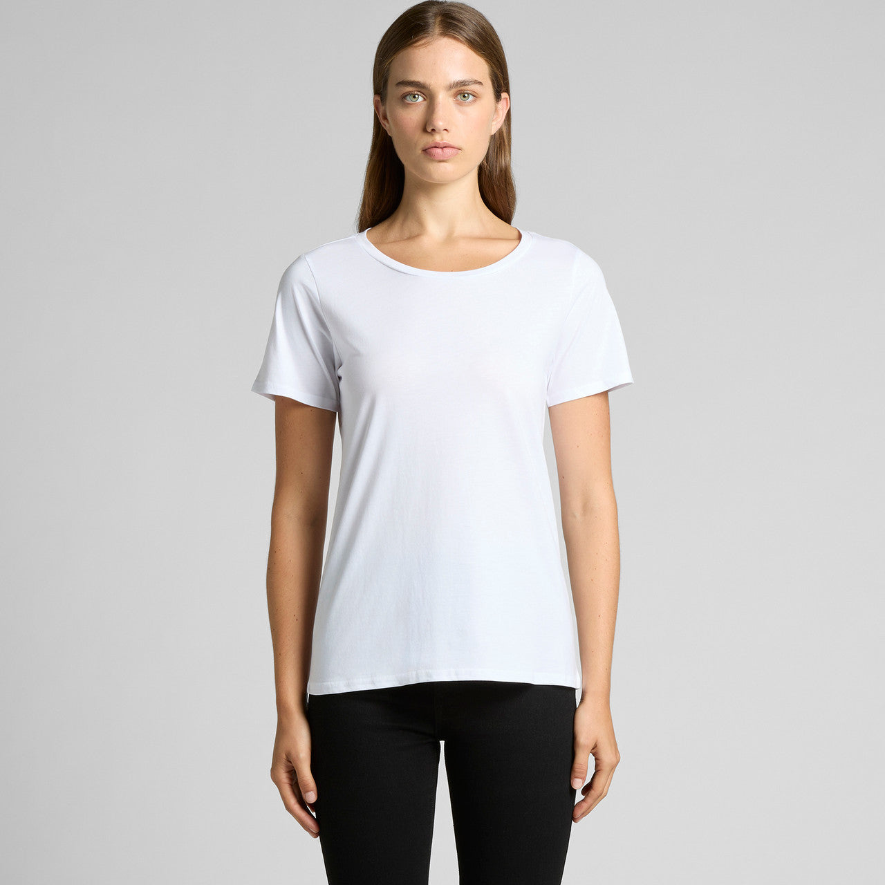 Wo's Shallow Scoop Tee4011 - WHITE