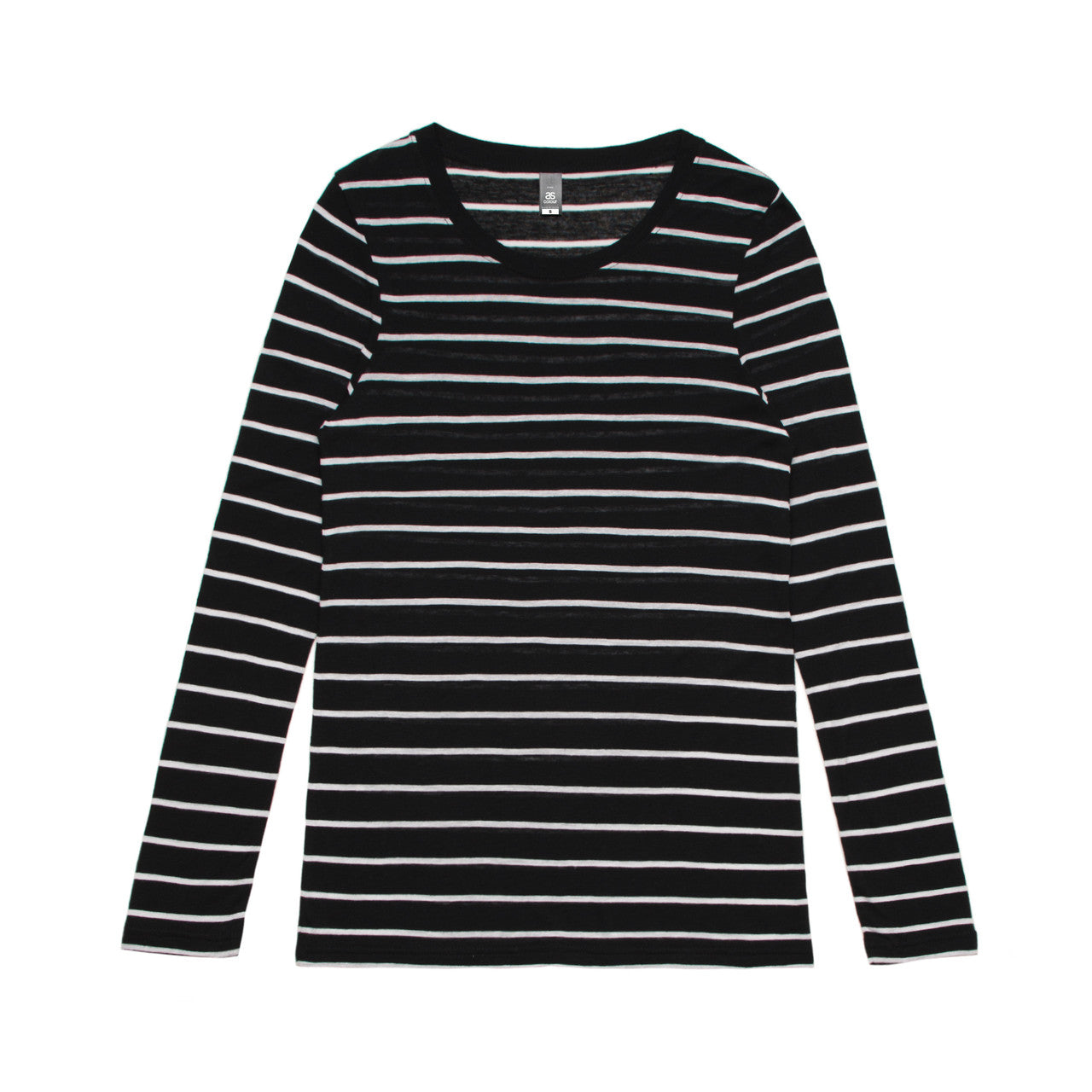 Wo's Fine Stripe L/S Tee4027 - BLACK/WHITE