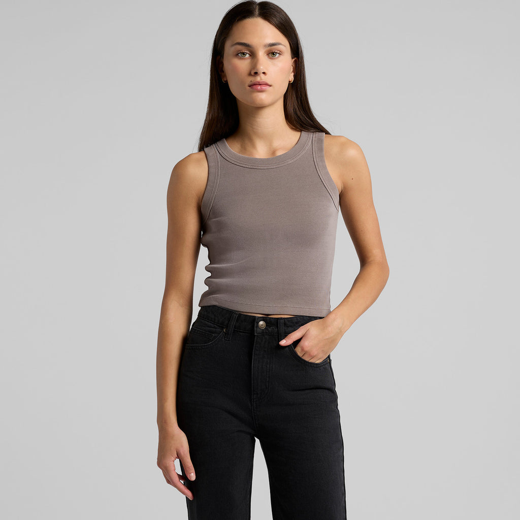 Wo's Faded Organic Rib Crop Tank4035