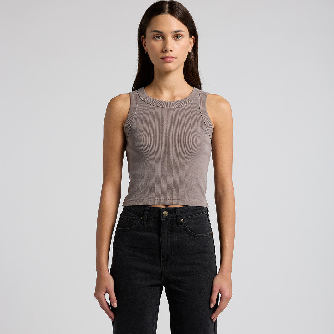 Wo's Faded Organic Rib Crop Tank4035 - FADED GREY