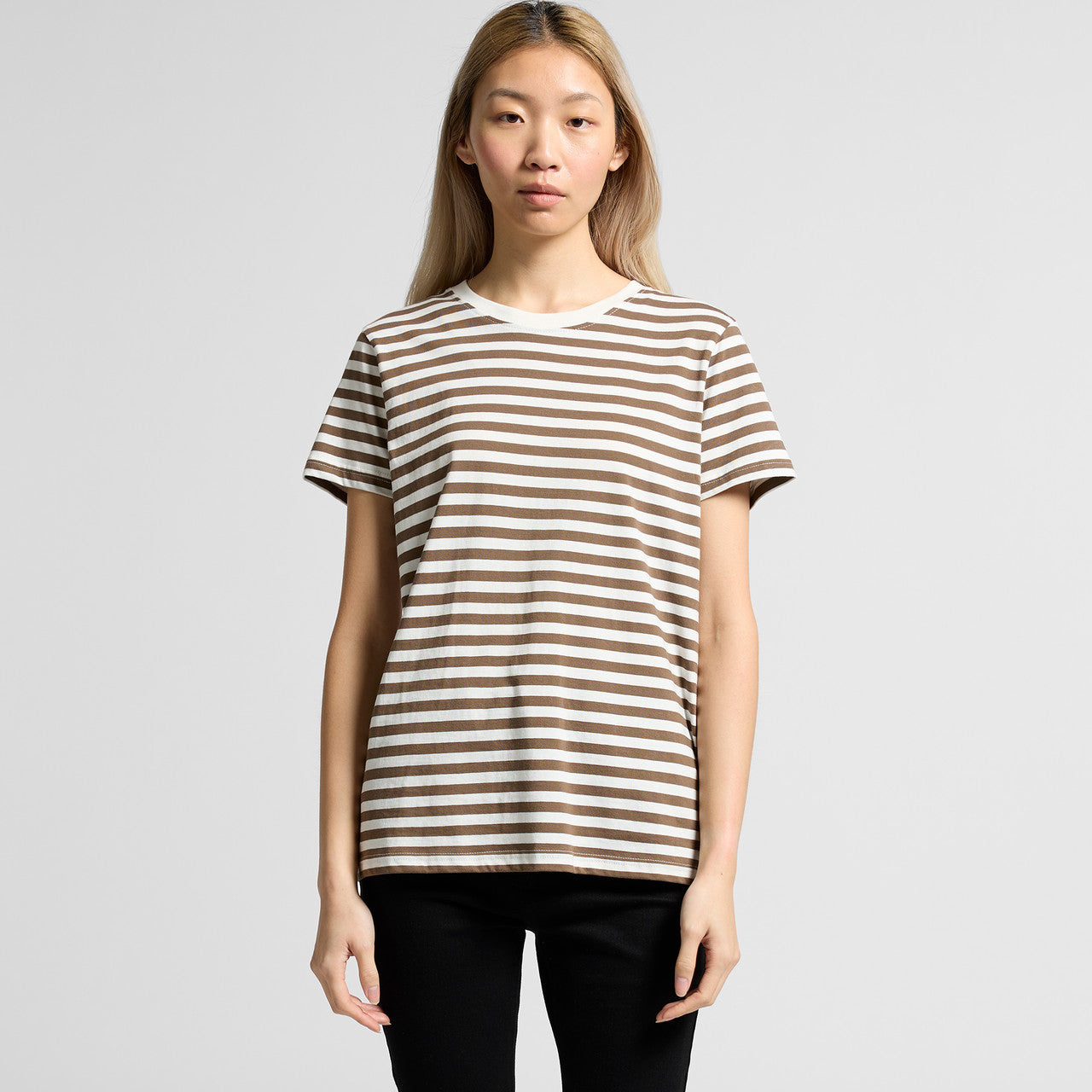 Wo's Maple Stripe Tee4037 - NATURAL/WALNUT