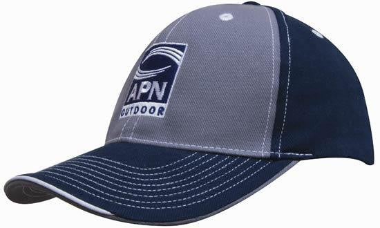 Brushed Heavy Cotton Two Tone Cap with Contrasting Stitching and Open Lip Sandwich - view 4