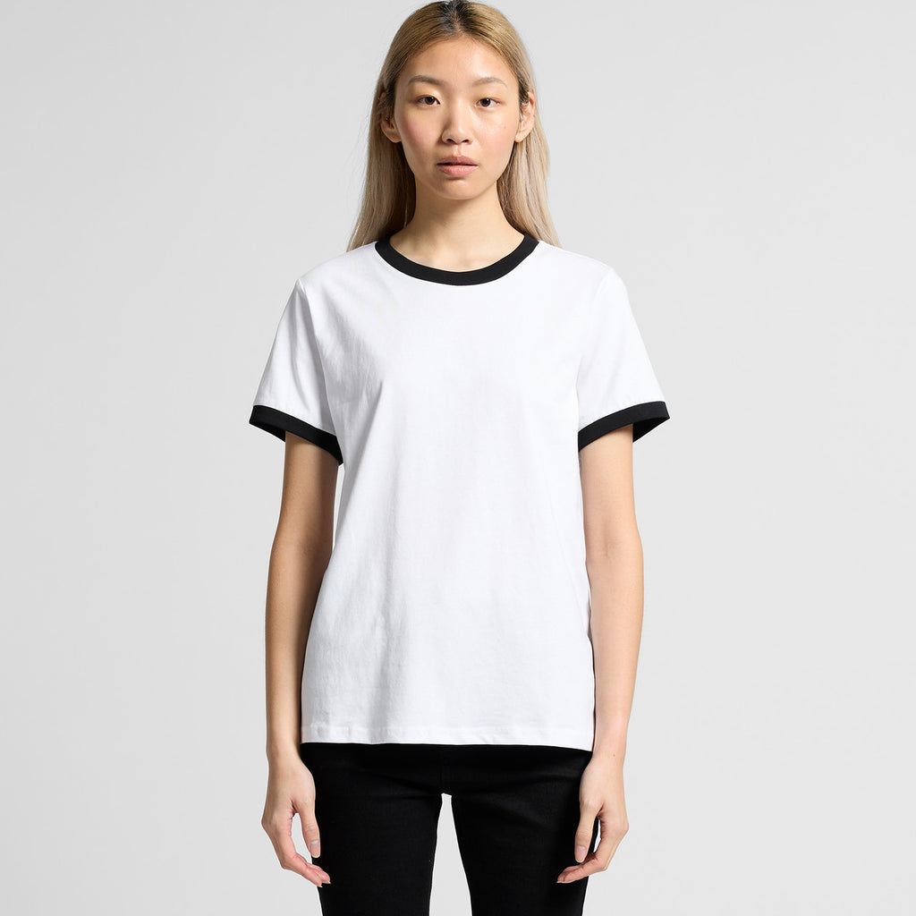Wo's Maple Ringer Tee4053 - WHITE/RED