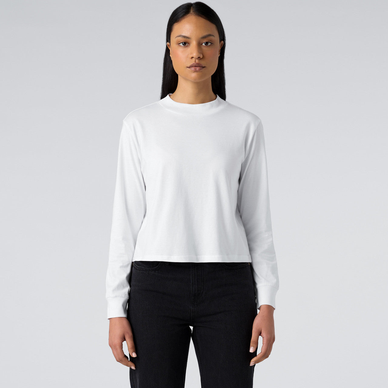 Wo's Mock L/S Tee4070 - WHITE