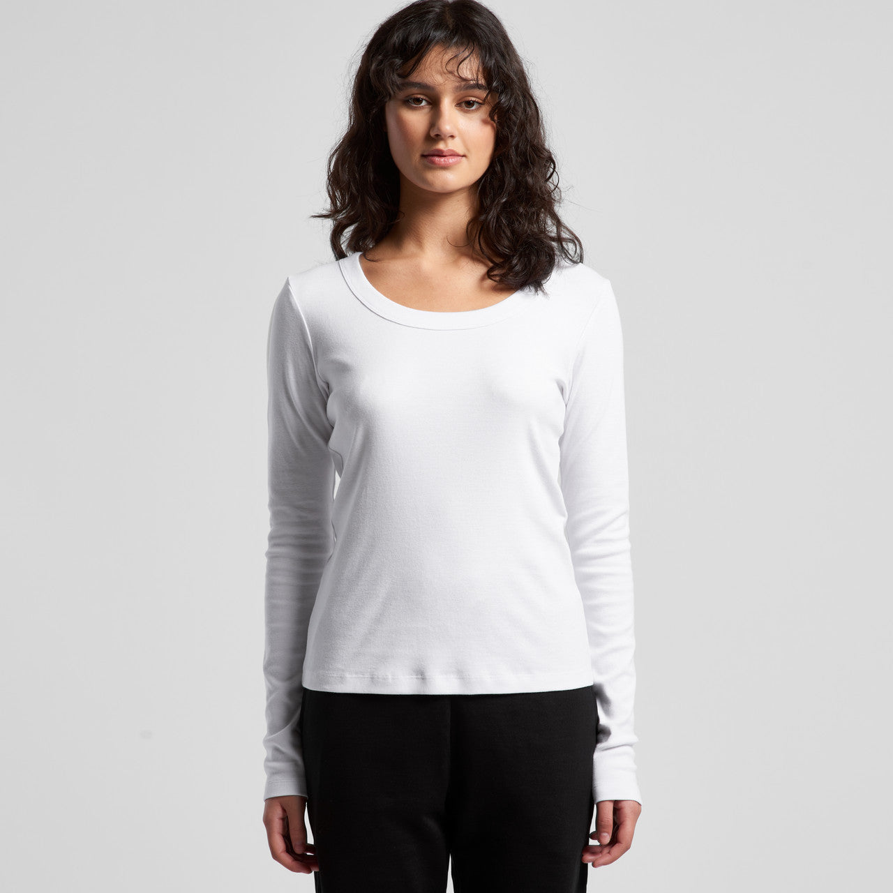 Wo's Organic Baby Rib L/S Tee4075 - WHITE