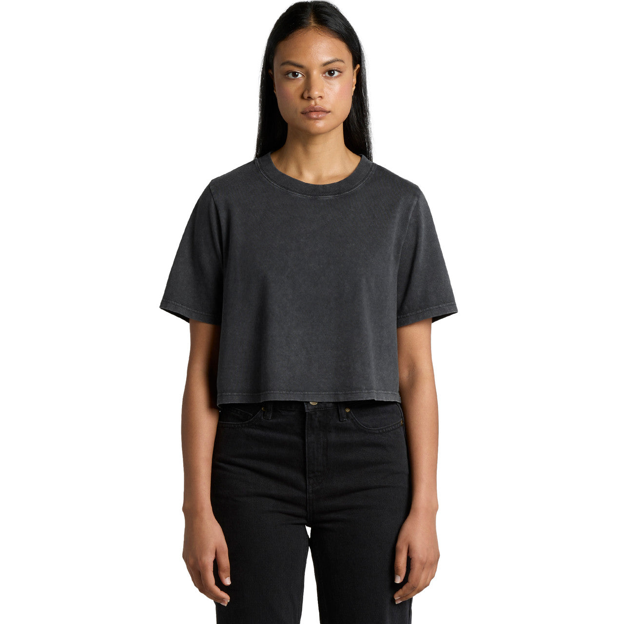 Wo's Stone Wash Heavy Crop Tee4086