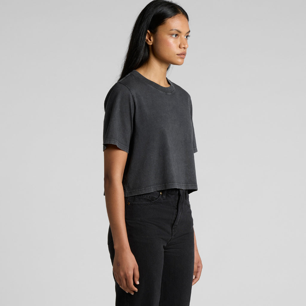Wo's Stone Wash Heavy Crop Tee4086