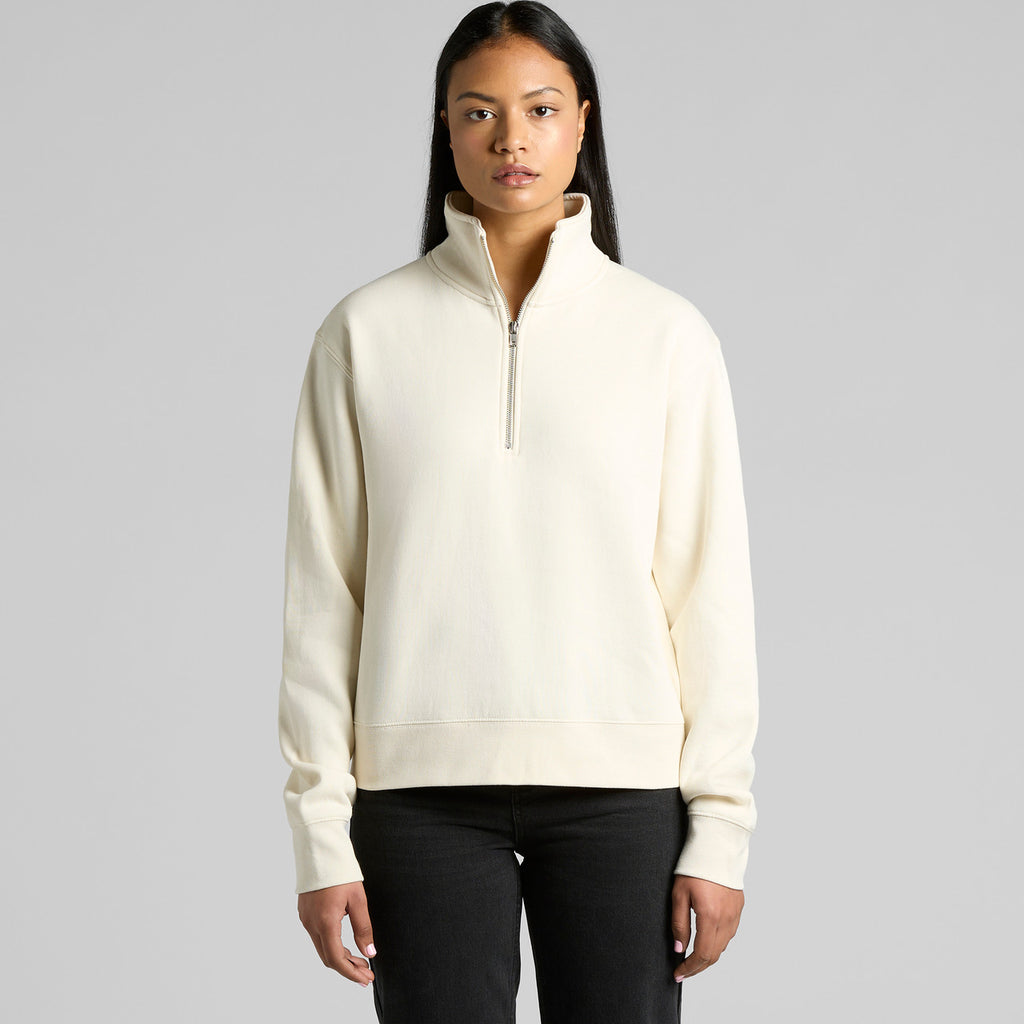 Wo's Stencil Half Zip Crew4125 - ECRU