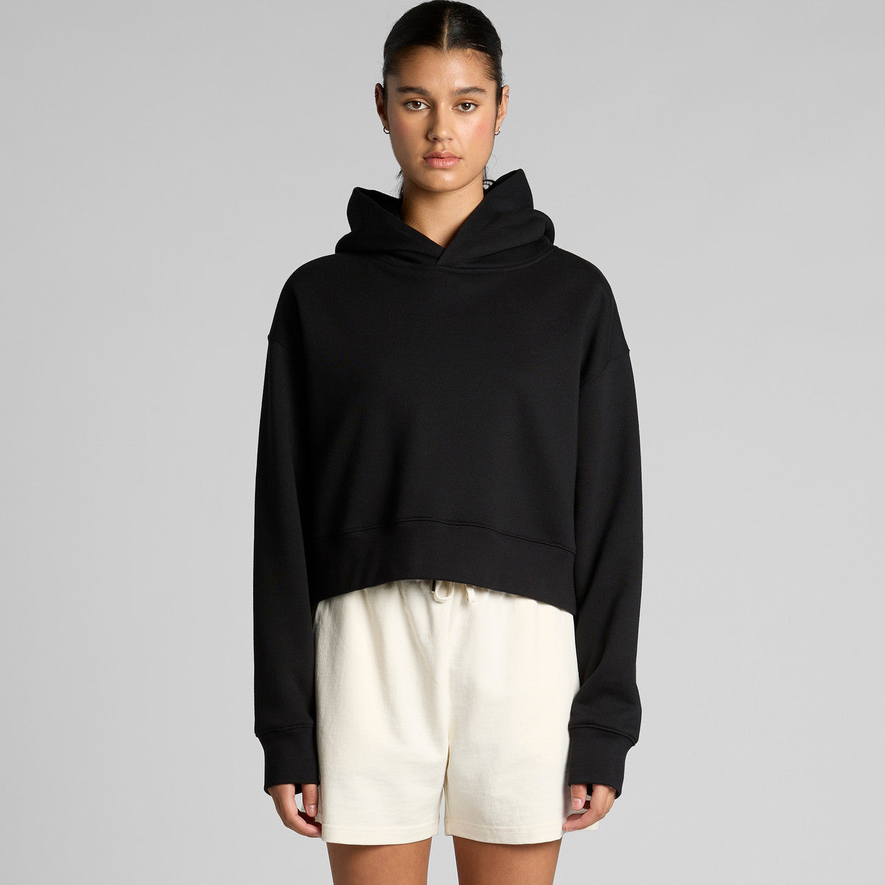 Wo's Relax Crop Hood4168 - BONE