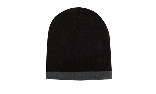 Roll Down Two Tone Acrylic Beanie - Toque - view 2