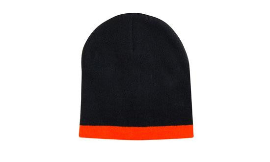 Roll Down Two Tone Acrylic Beanie - Toque - view 3