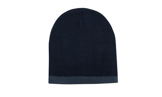Roll Down Two Tone Acrylic Beanie - Toque - view 6