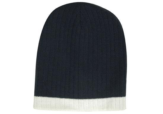 Two Tone Cable Knit Beanie - Toque - view 9