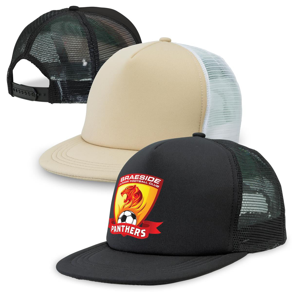 Flat Peak Trucker - Black / Black
