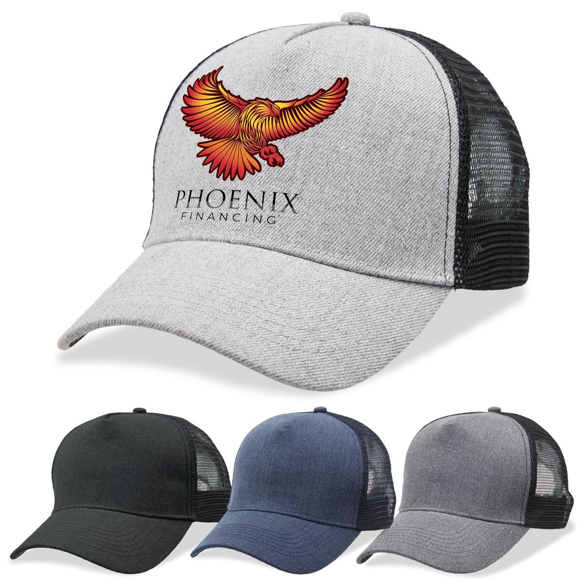 Heathered Mesh Trucker - Carbon Heather / Black