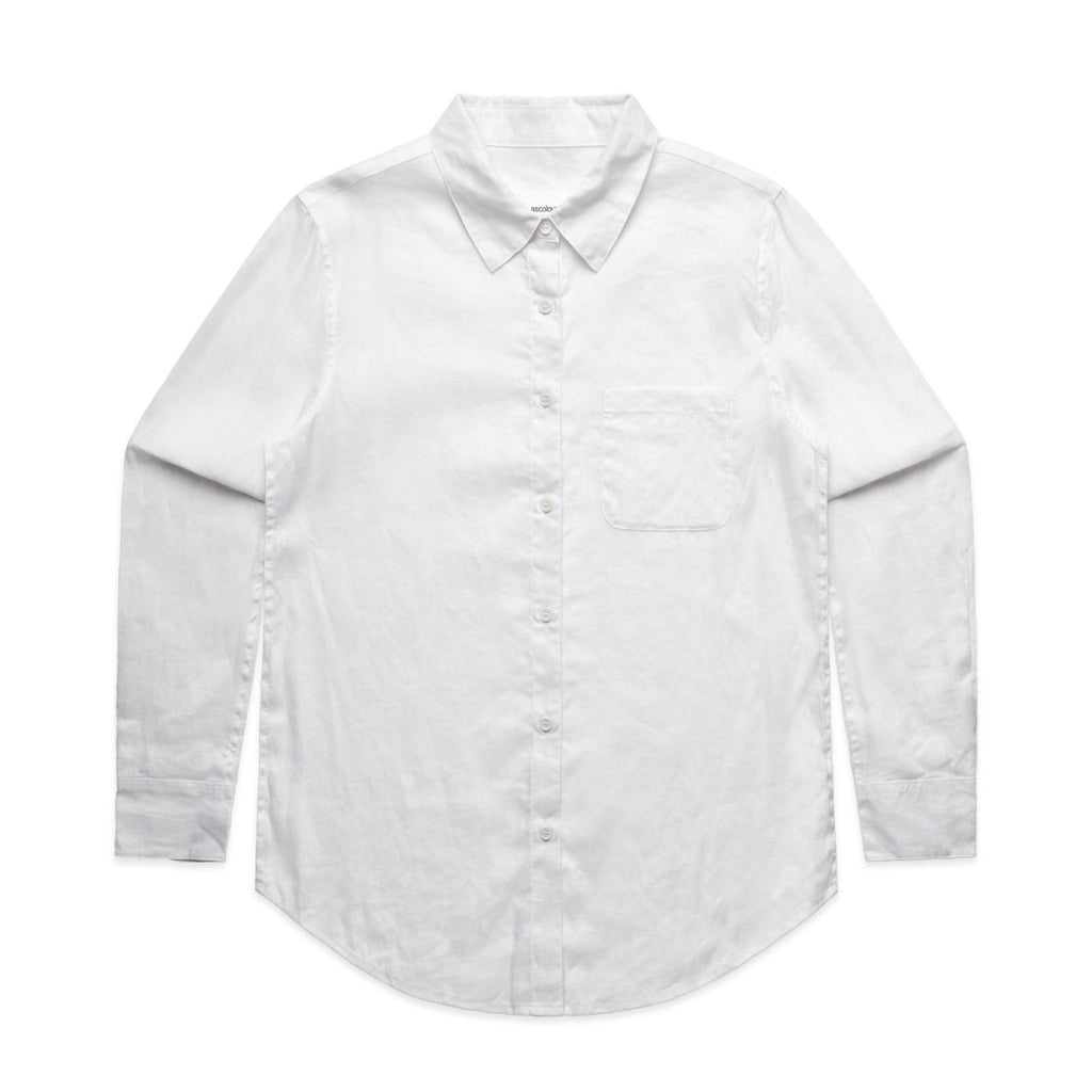 Wo's Linen Shirt4418S - WHITE