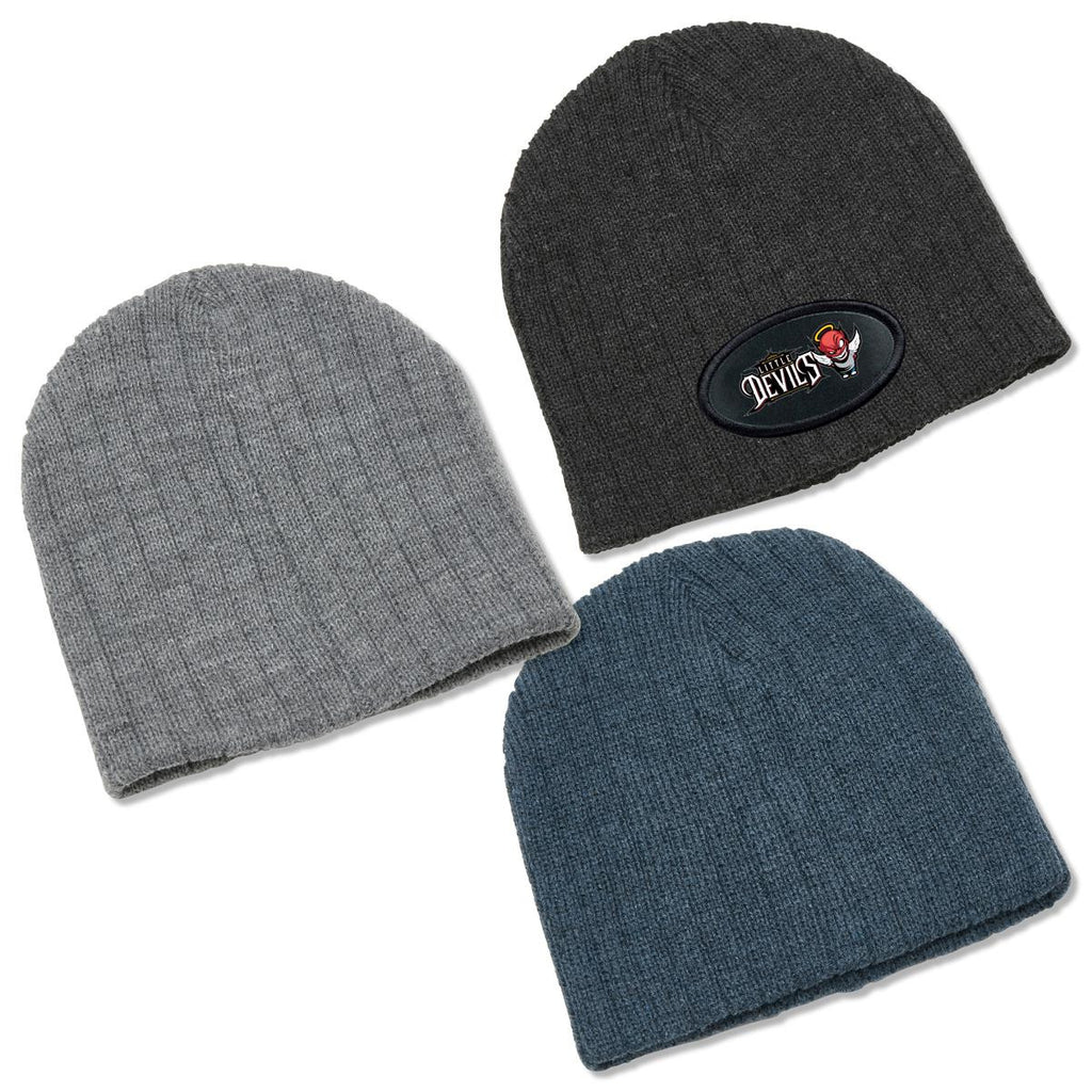 Heather Cable Knit Beanie - Black Heather