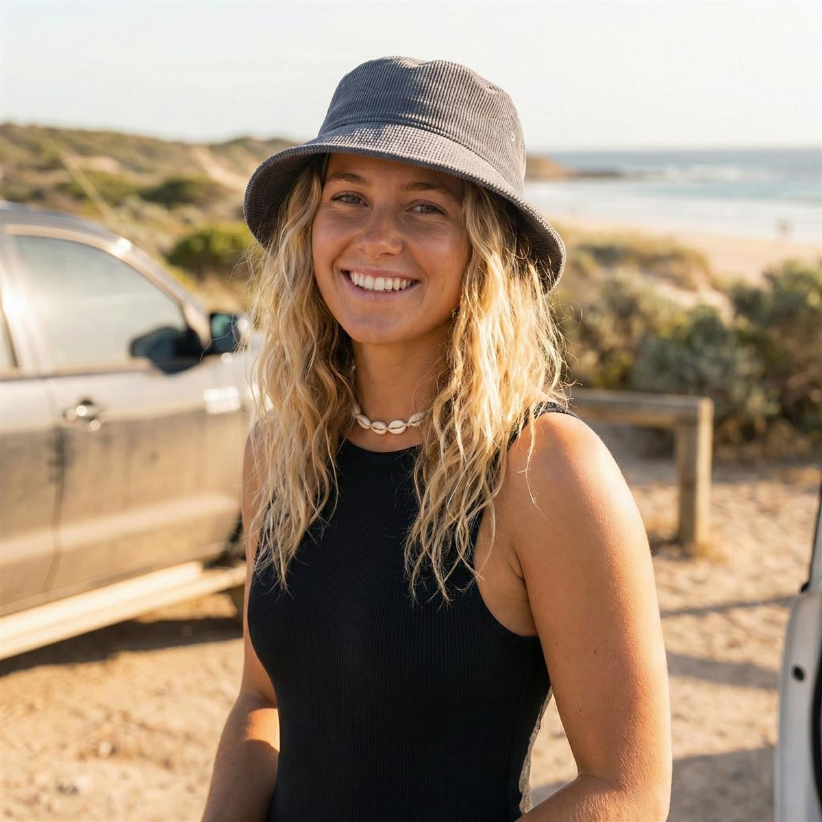 Leroy Cord Bucket Hat - Charcoal