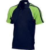 Cool-Breathe Twin Stripe Contrast Raglan Polo - Black/White/Orange