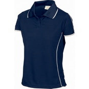 Ladies Cool-Breathe Piping Polo - Navy/White