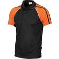 Kids Cool-Breathe Twin Stripe Contrast Raglan Polo - Black/White/Orange