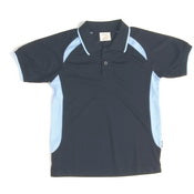 Kids Air Flow Contrast Raglan Mesh Polo - Black/Red