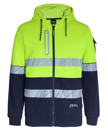 JB's 450g Hi Vis Full Zip Hoodie with Fragmented Tape
