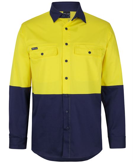JB'S Hi Vis L/S Stretch Work Shirt