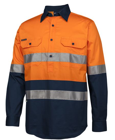 JB's Hi Vis (D+N) Close Front L/S 150g Work Shirt