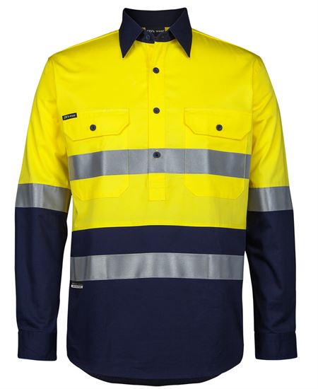 JB's Hi Vis (D+N) Close Front L/S 150g Work Shirt