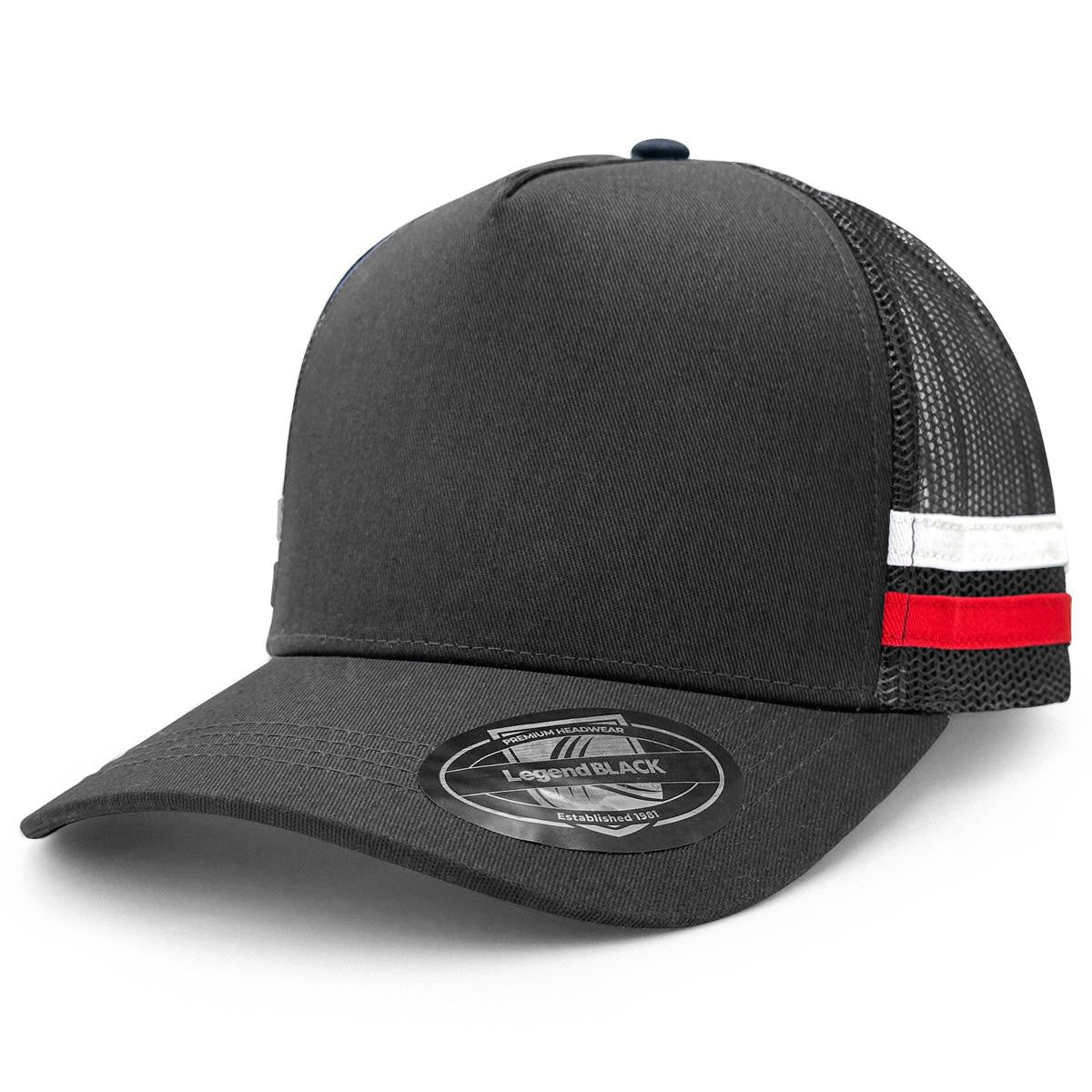 Striped Trucker - Grey / Black / Grey / White