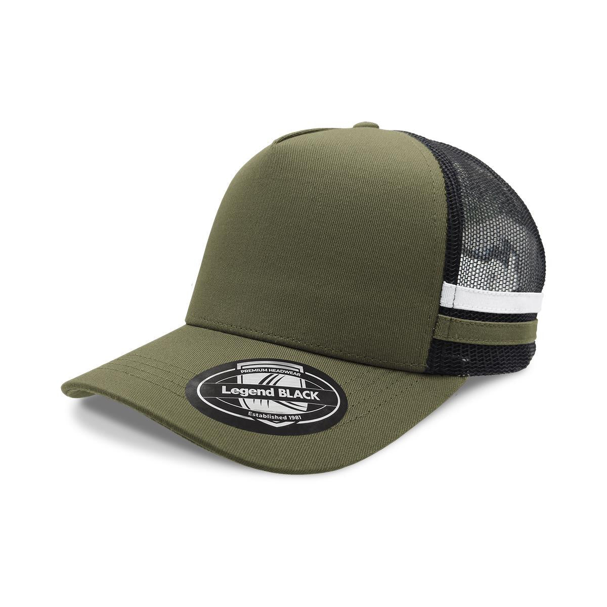 Striped Trucker - Teal / Black / Teal / White