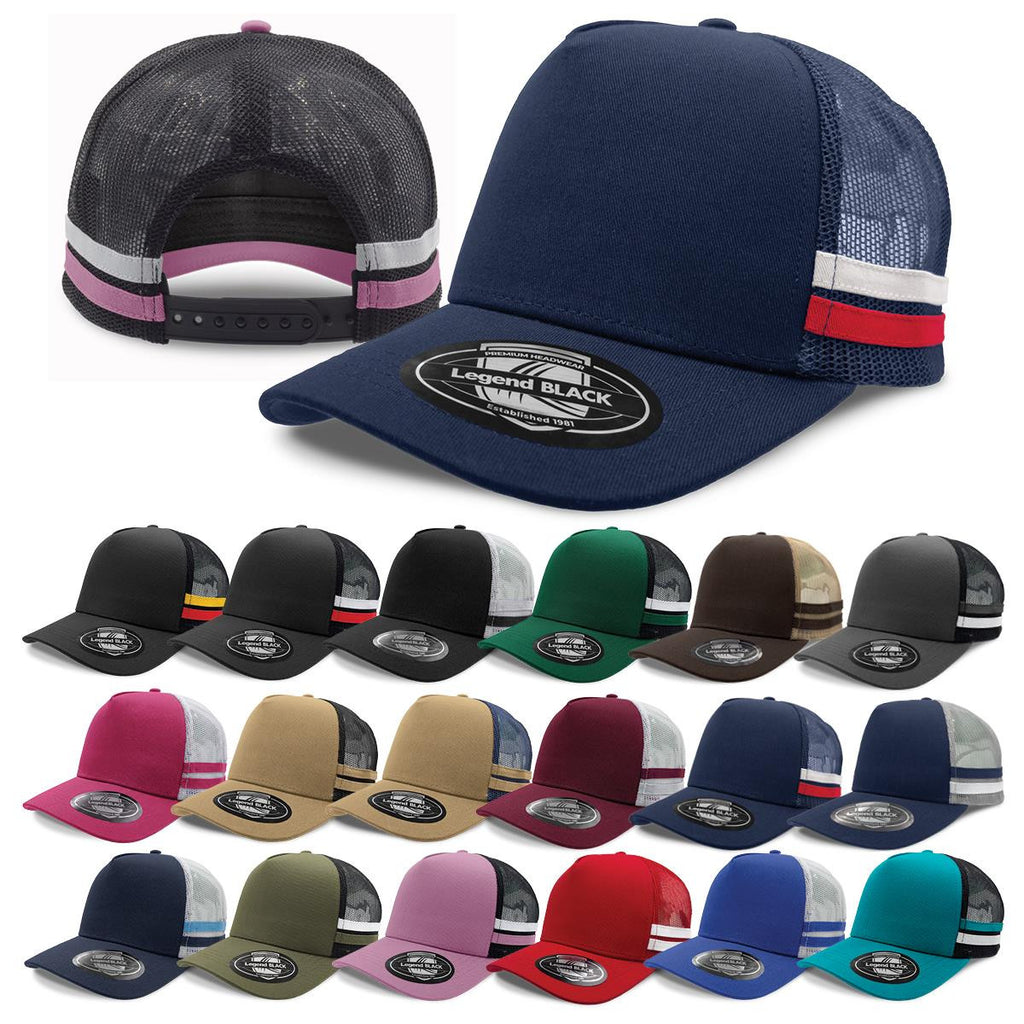 Striped Trucker - Black / Black / Gold / Red