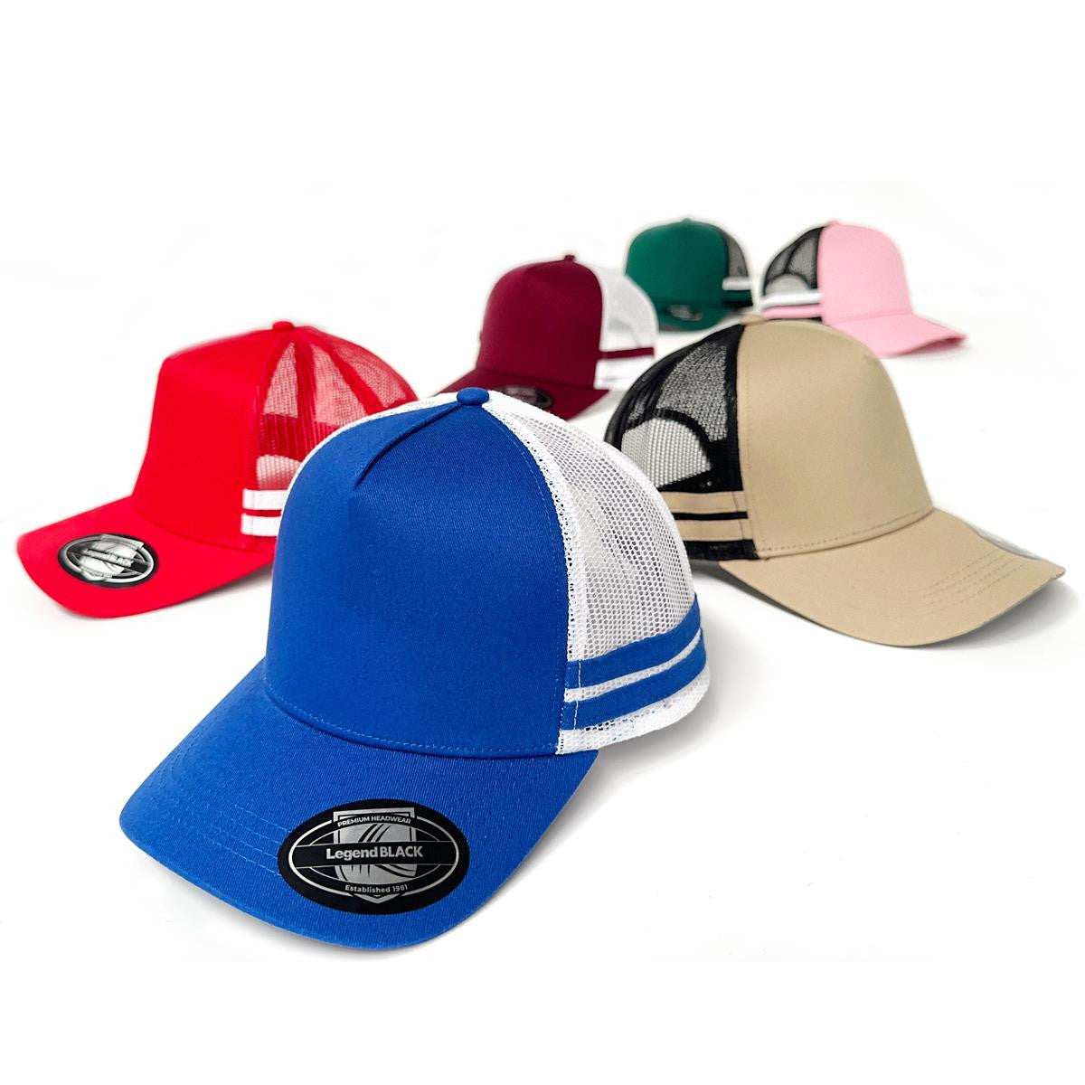 Striped Trucker - Black / White / White / Black