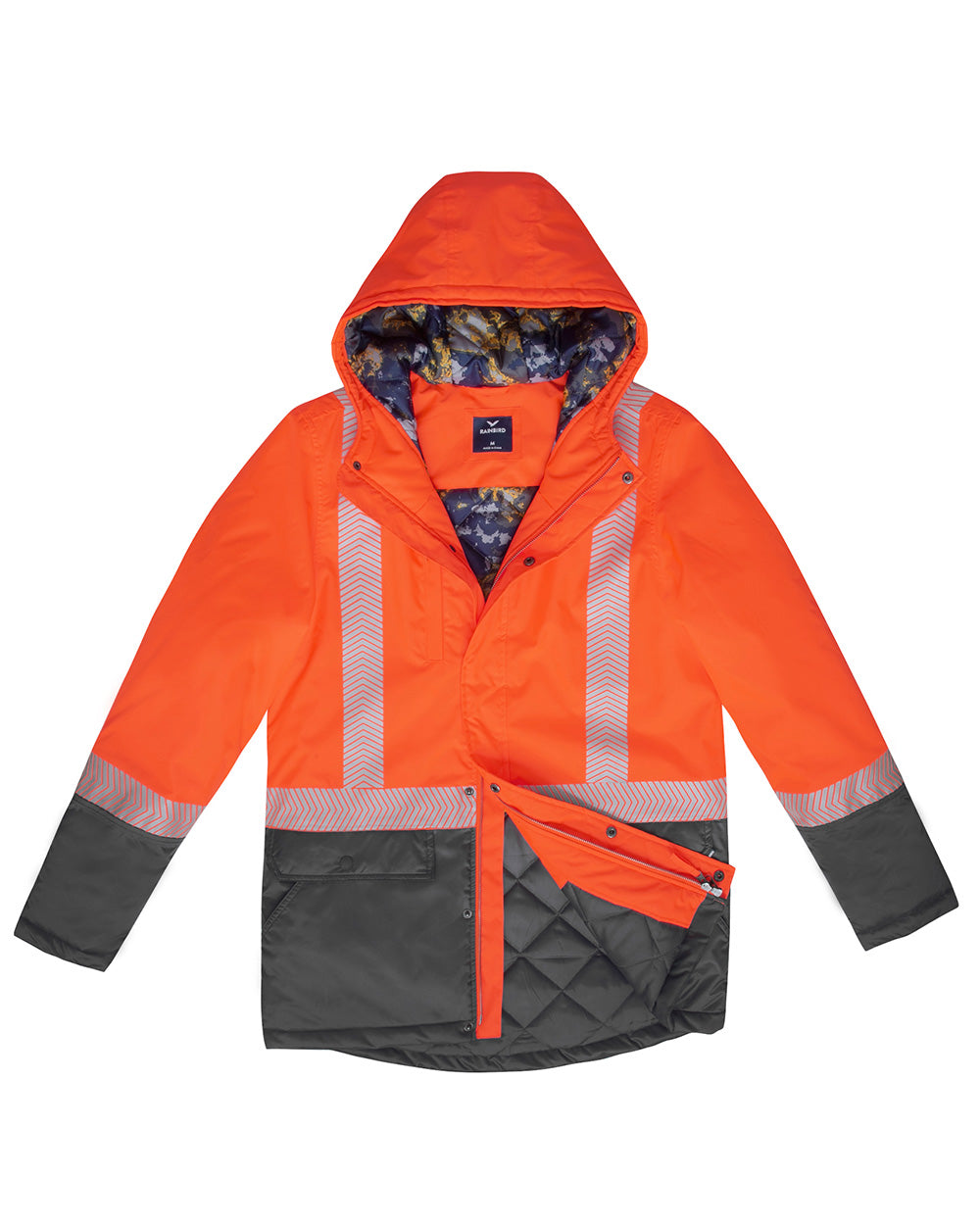 Hi-Vis Harvey Parka in Fluoro Orange & Charcoal