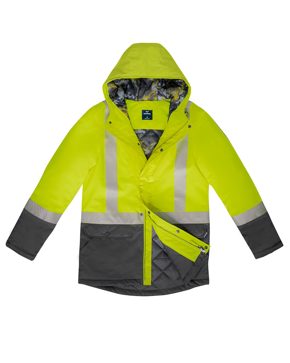 Hi-Vis Harvey Parka in Fluoro Yellow & Charcoal