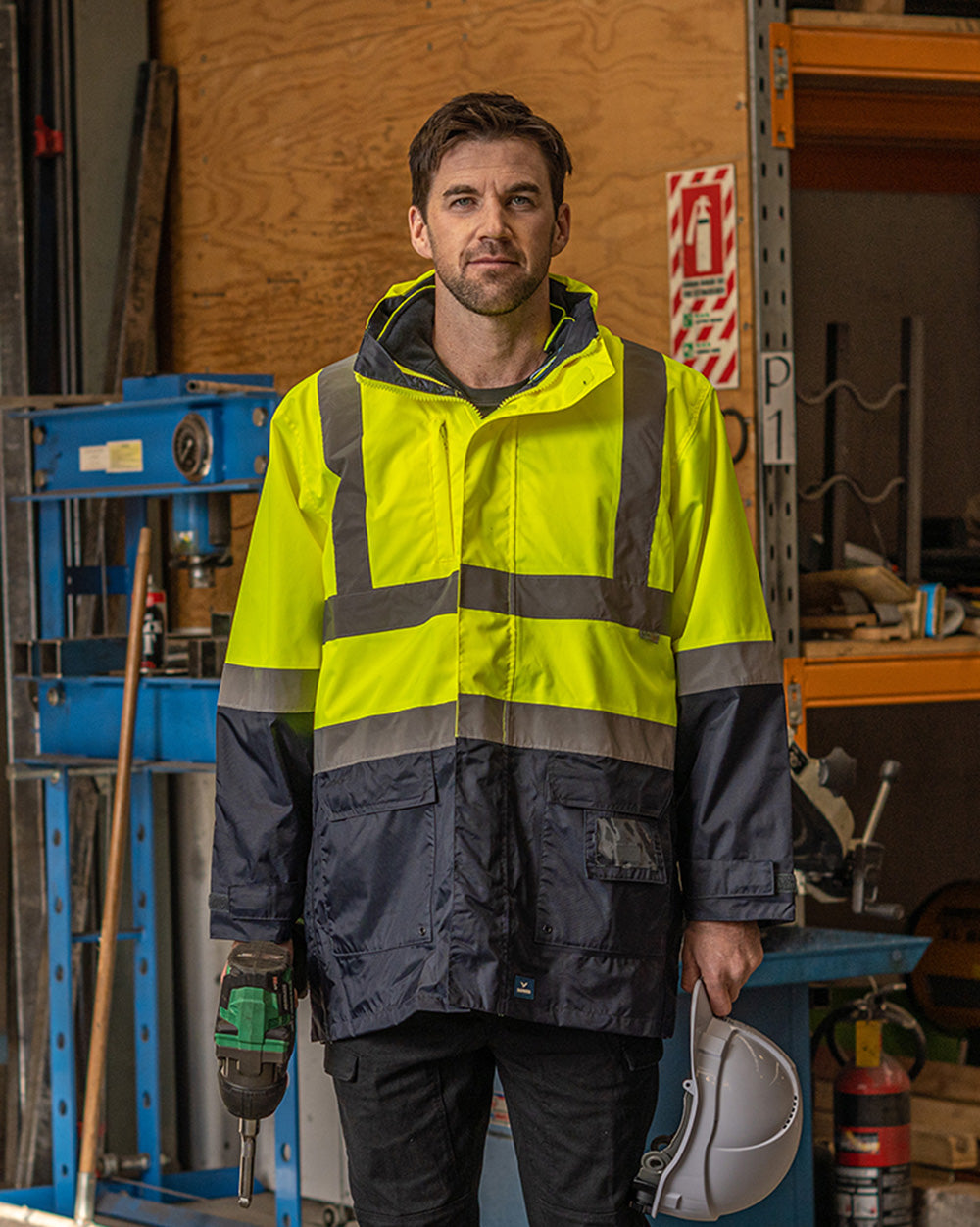 Hi-Vis Healy 4-in-1 Jacket & Vest in Fluoro Orange & Navy