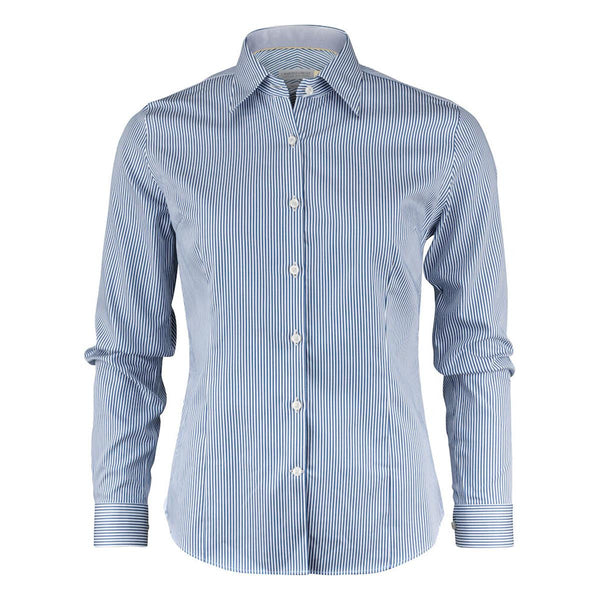 Yellow Bow 50 Women’s Shirt - Navy Stripe Front