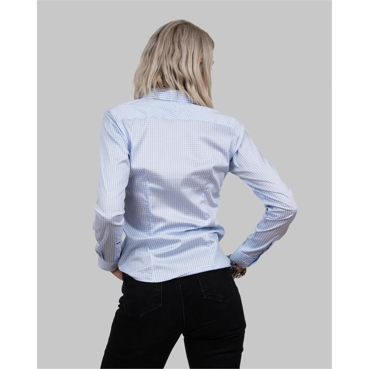 Yellow Bow 53 Women's Shirt - Sky Blue Check
