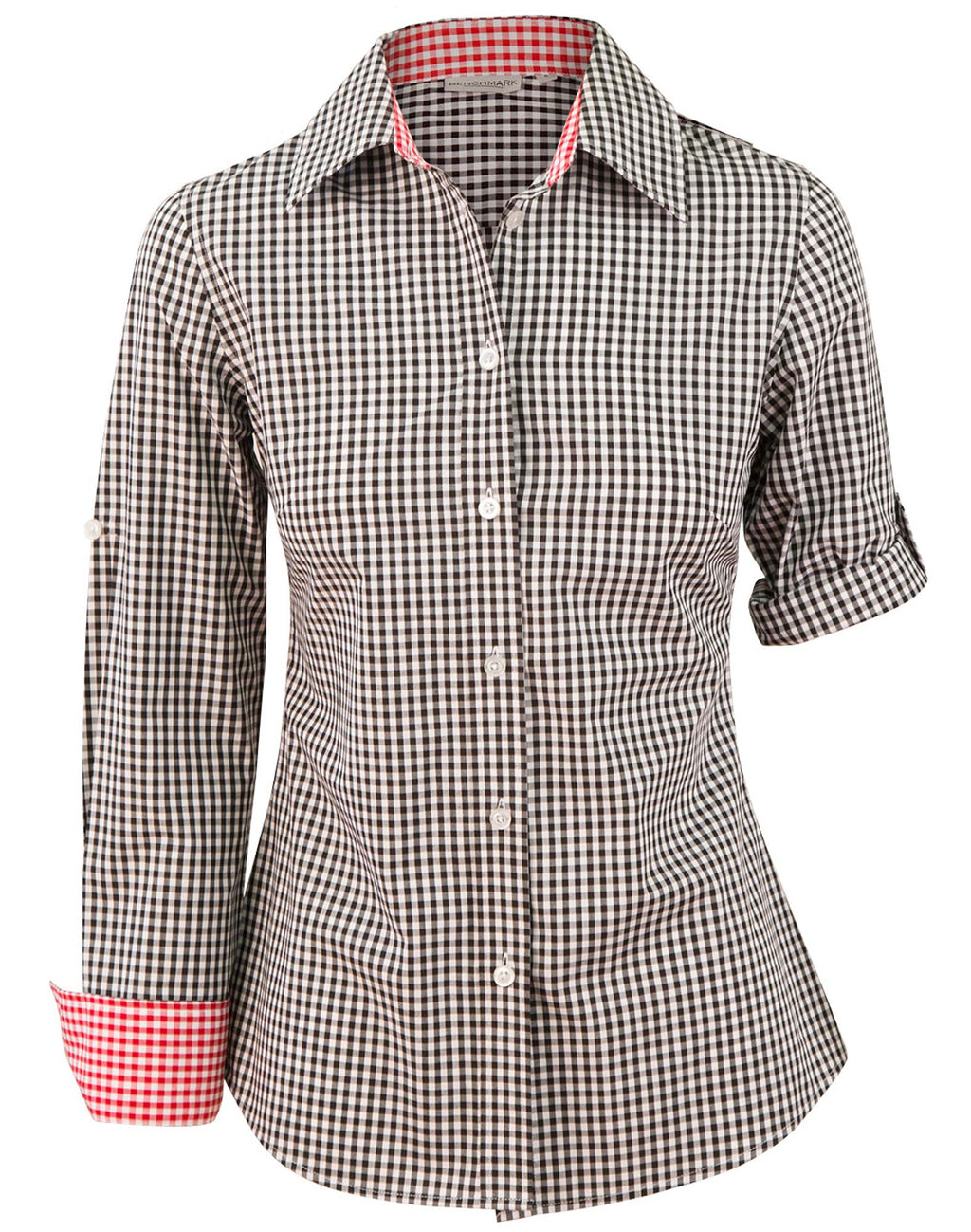 M8330L Ladies’ Gingham Check Long Sleeve Shirt 8