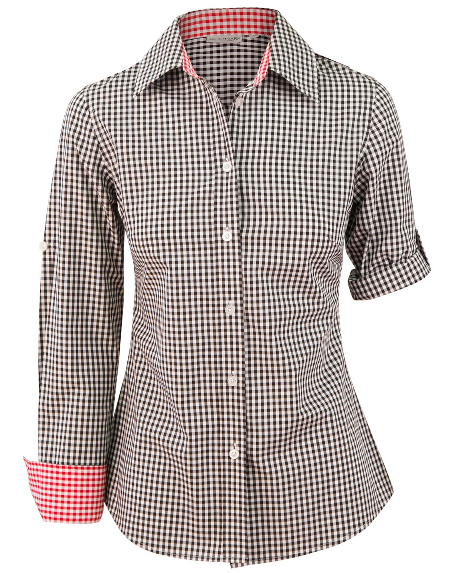 M8330L Ladies’ Gingham Check Long Sleeve Shirt 8
