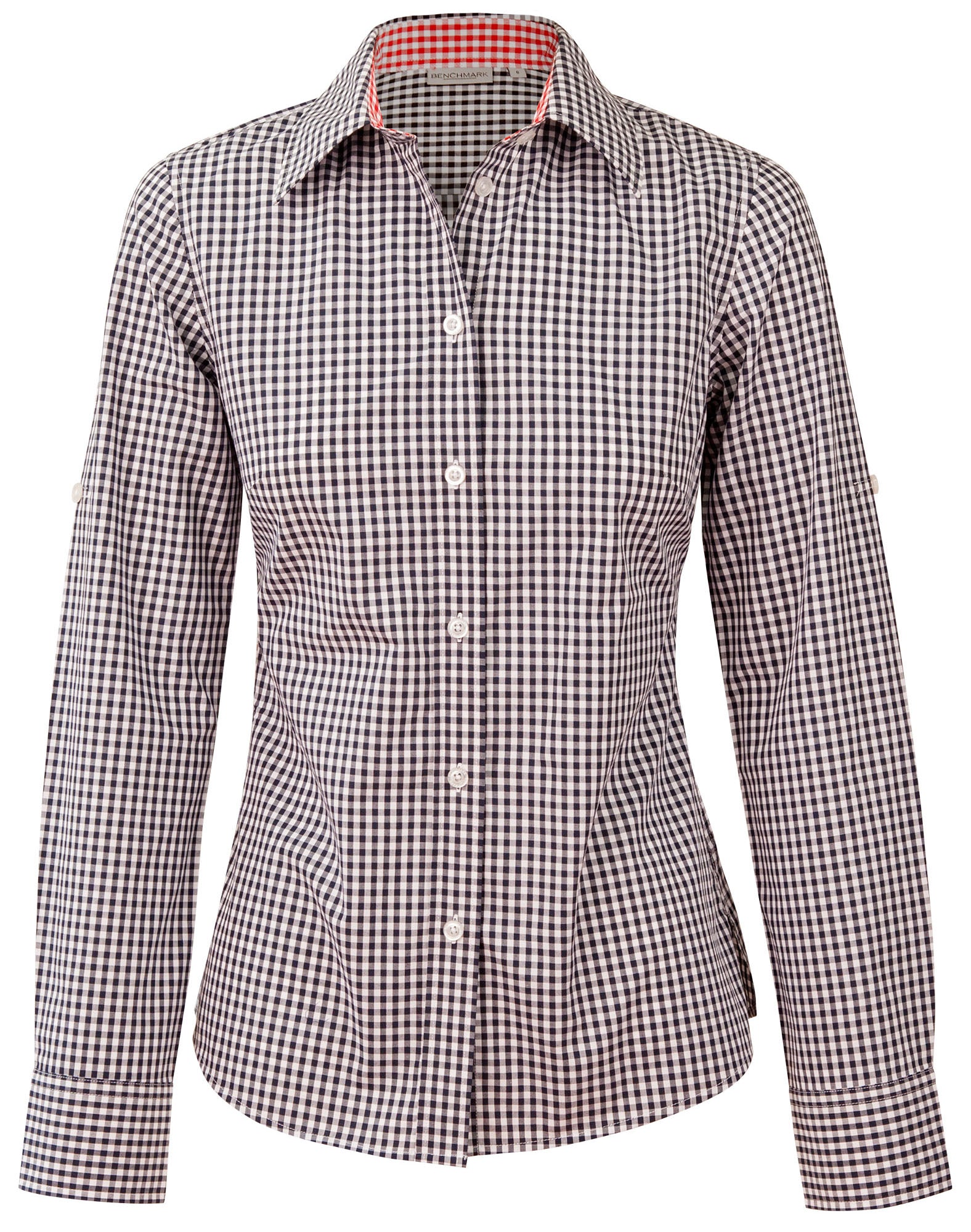 M8330L Ladies’ Gingham Check Long Sleeve Shirt