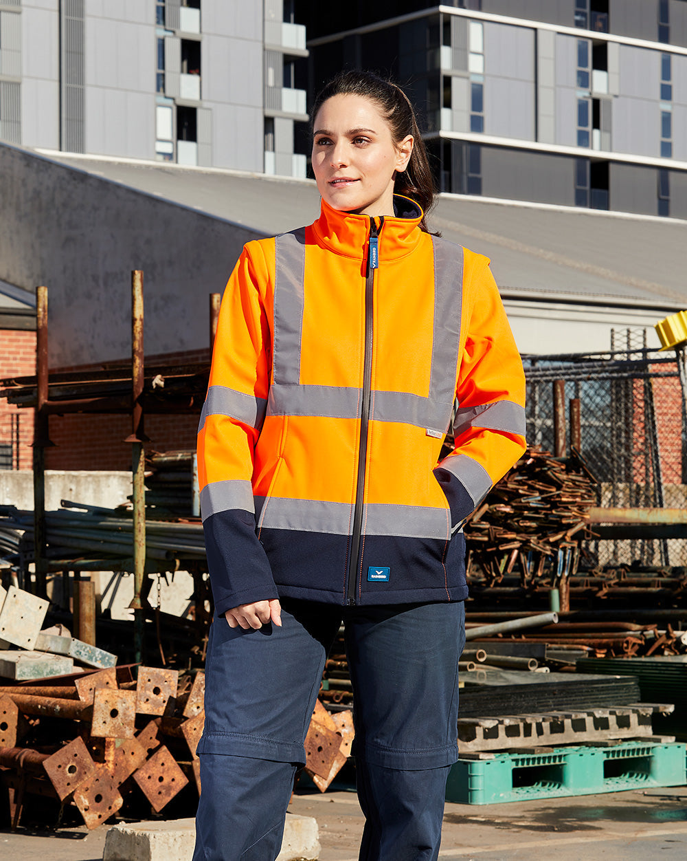 Hi-Vis Carroll Softshell Jacket in Fluoro Orange & Navy