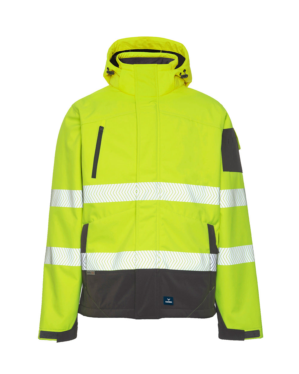 Jones Hi-Vis Softshell Coat in Fluoro Yellow & Charcoal